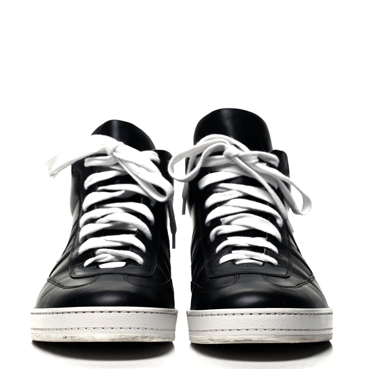Calfskin Mens High Top Poker Sneakers 43 Black White