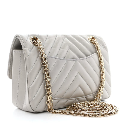 Chanel Aged Calfskin Chevron Quilted 2.55 Reissue Mini Flap Grey 3 of 10