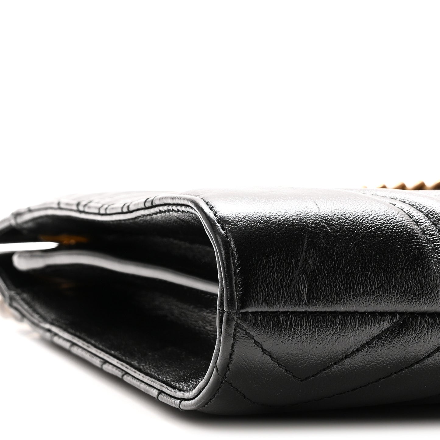 Azalea Calfskin Matelasse Heart Medium GG Marmont Slim Shoulder Bag Black