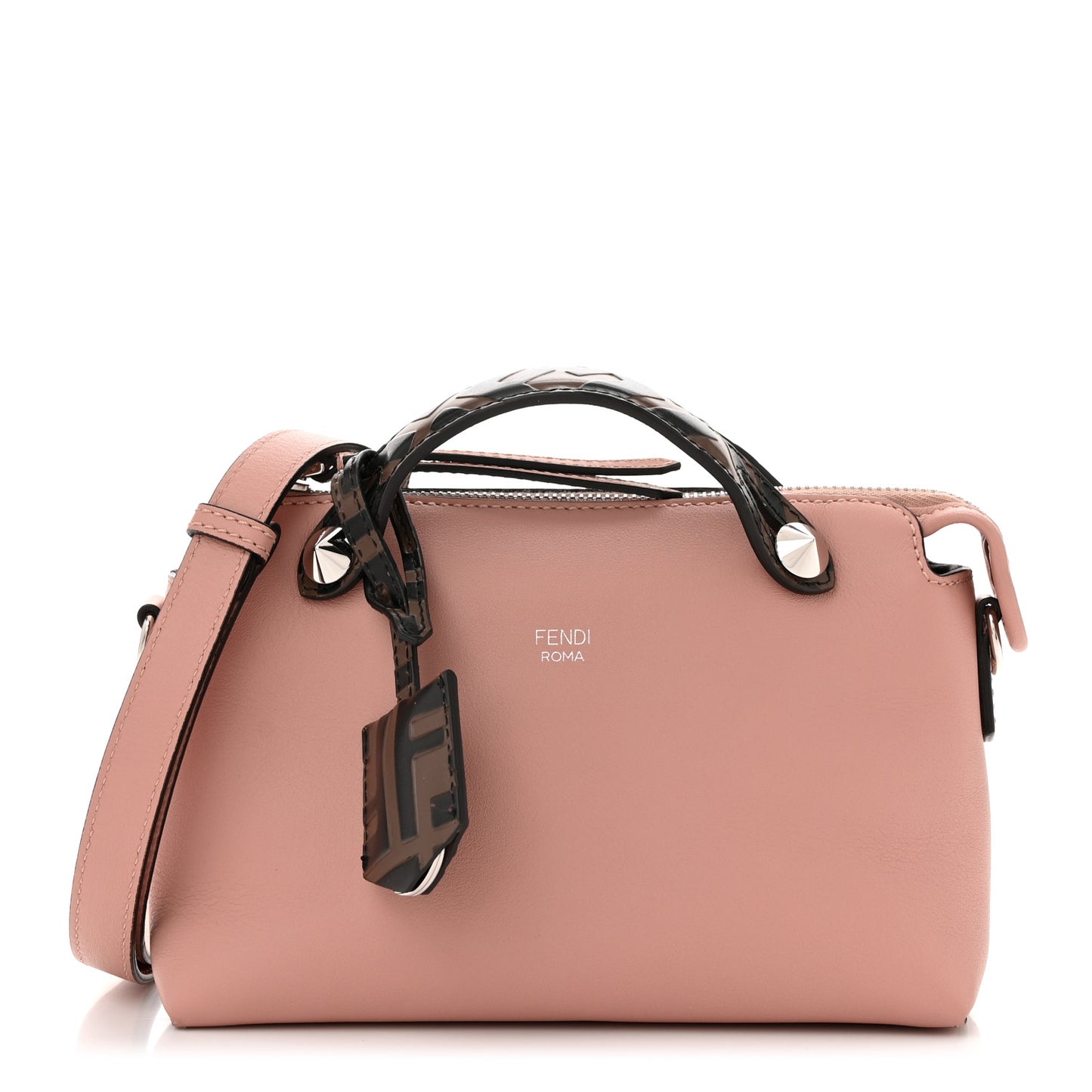Vitello Dolce Bi-Color FF 1974 Embossed Mini By The Way Boston Bag Pink Black Maya
