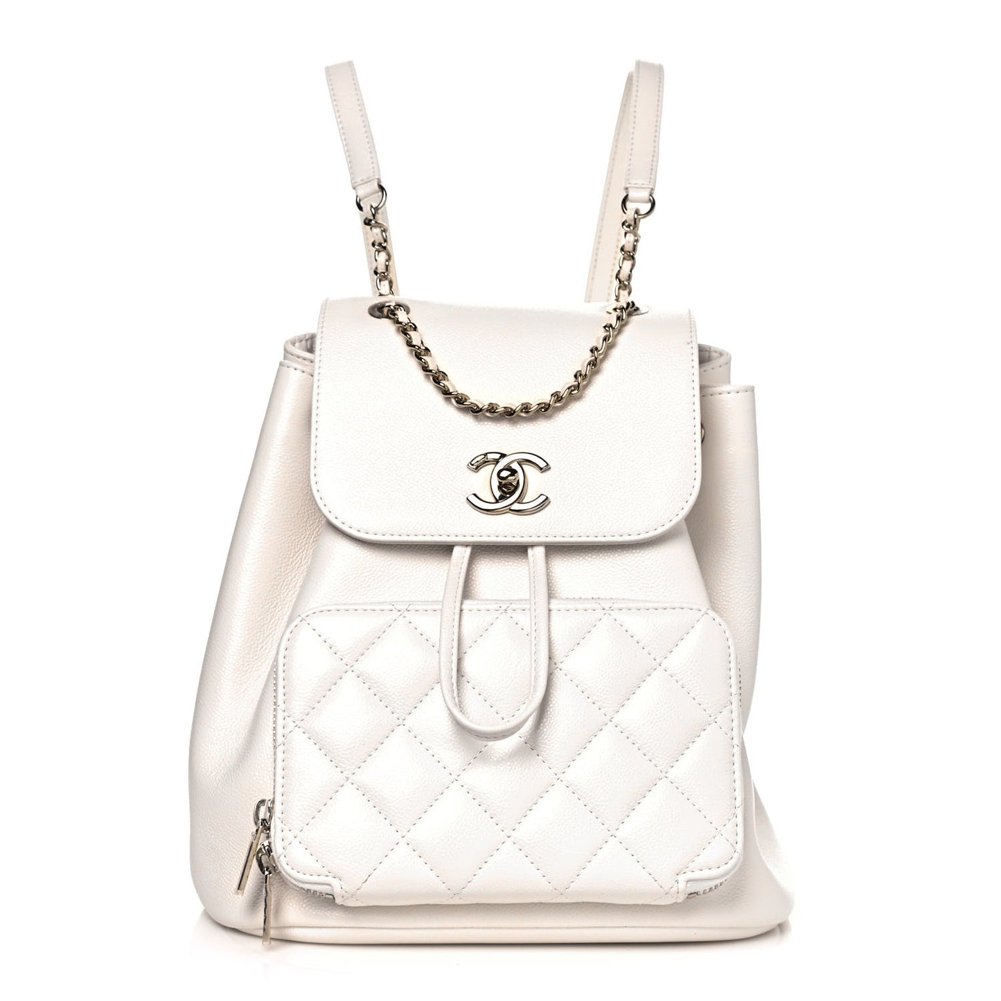 Caviar Quilted Business Affinity Backpack White