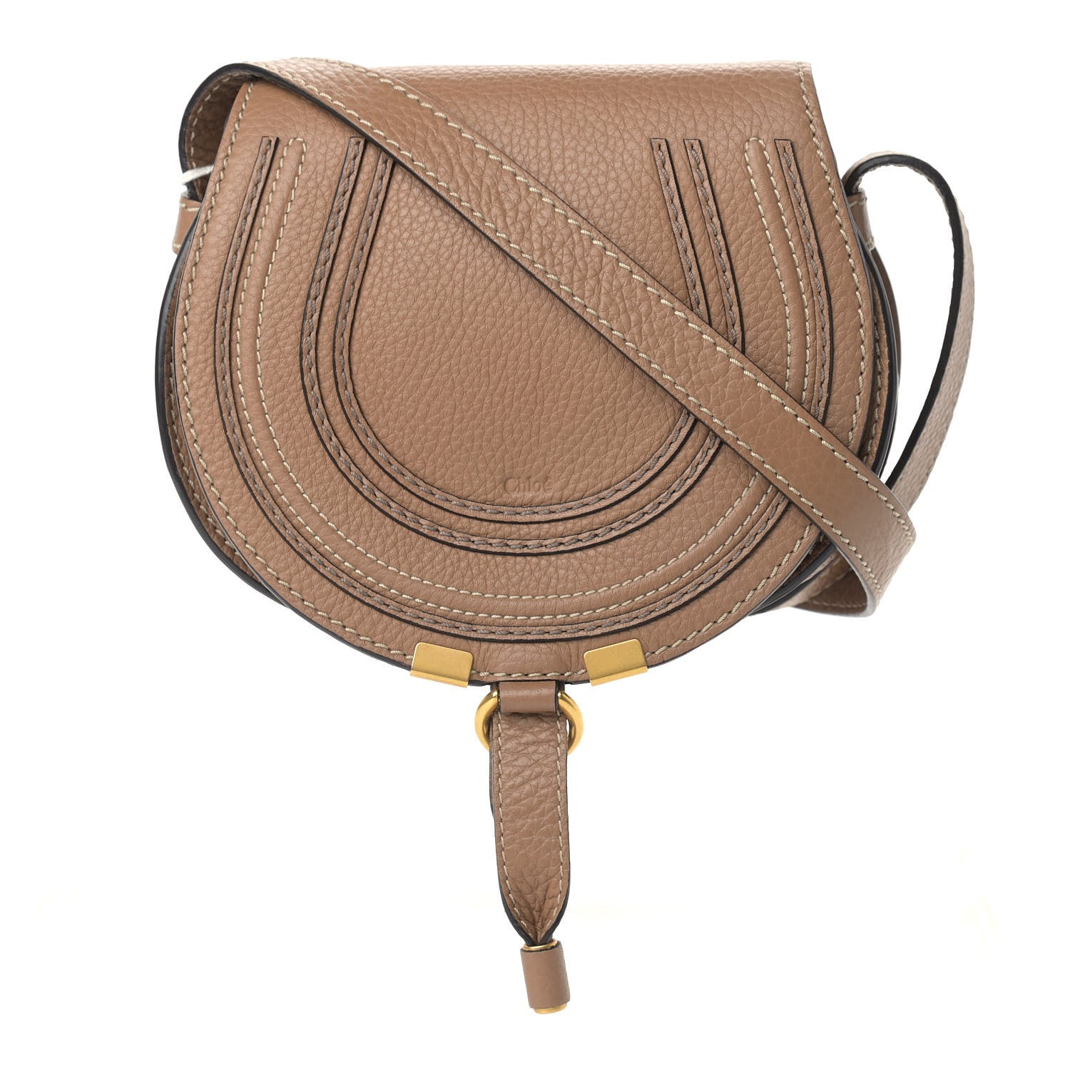 Chloe Calfskin Mini Marcie Round Crossbody Bag Nut 1 of 11