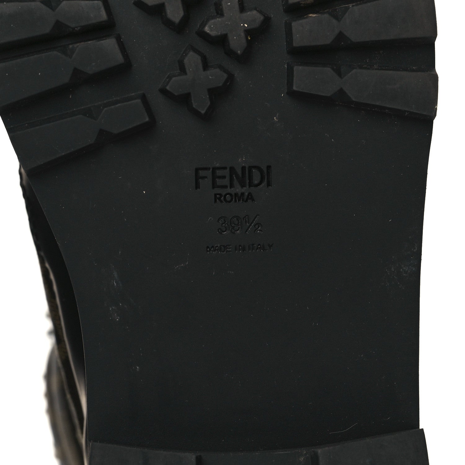 Fendi Vitello Nylon Jacquard Fabric FF Signature Biker Boots 39.5 Black Tobacco 6 of 7