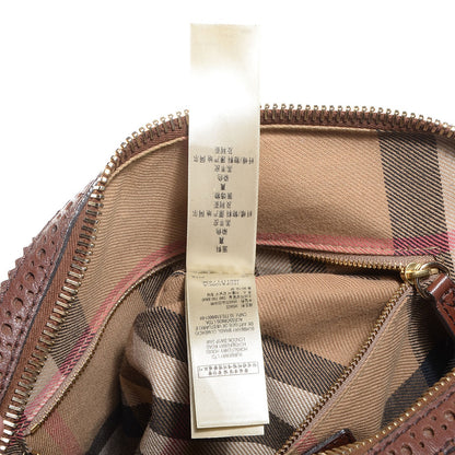 Burberry Lambskin Broguing Small Orchard Bowling Bag Dark Tan 9 of 14