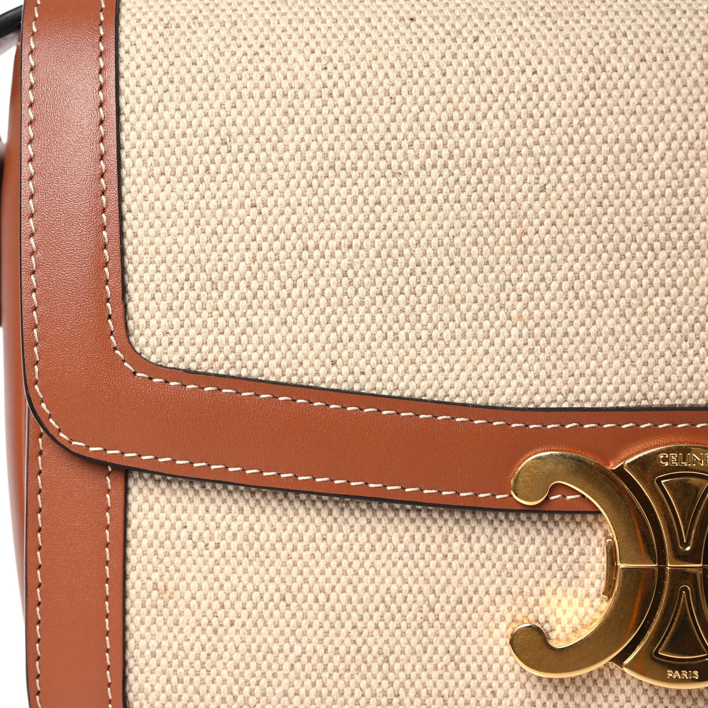 Textile Calfskin Classique Triomphe Bag Natural Tan