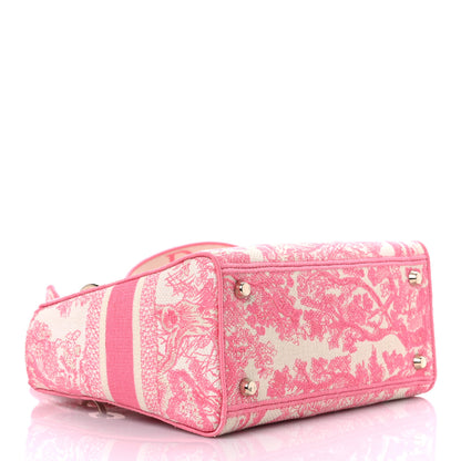 Christian Dior Canvas Toile De Jouy Embroidered Medium Lady D-Lite Peony Pink 5 of 15