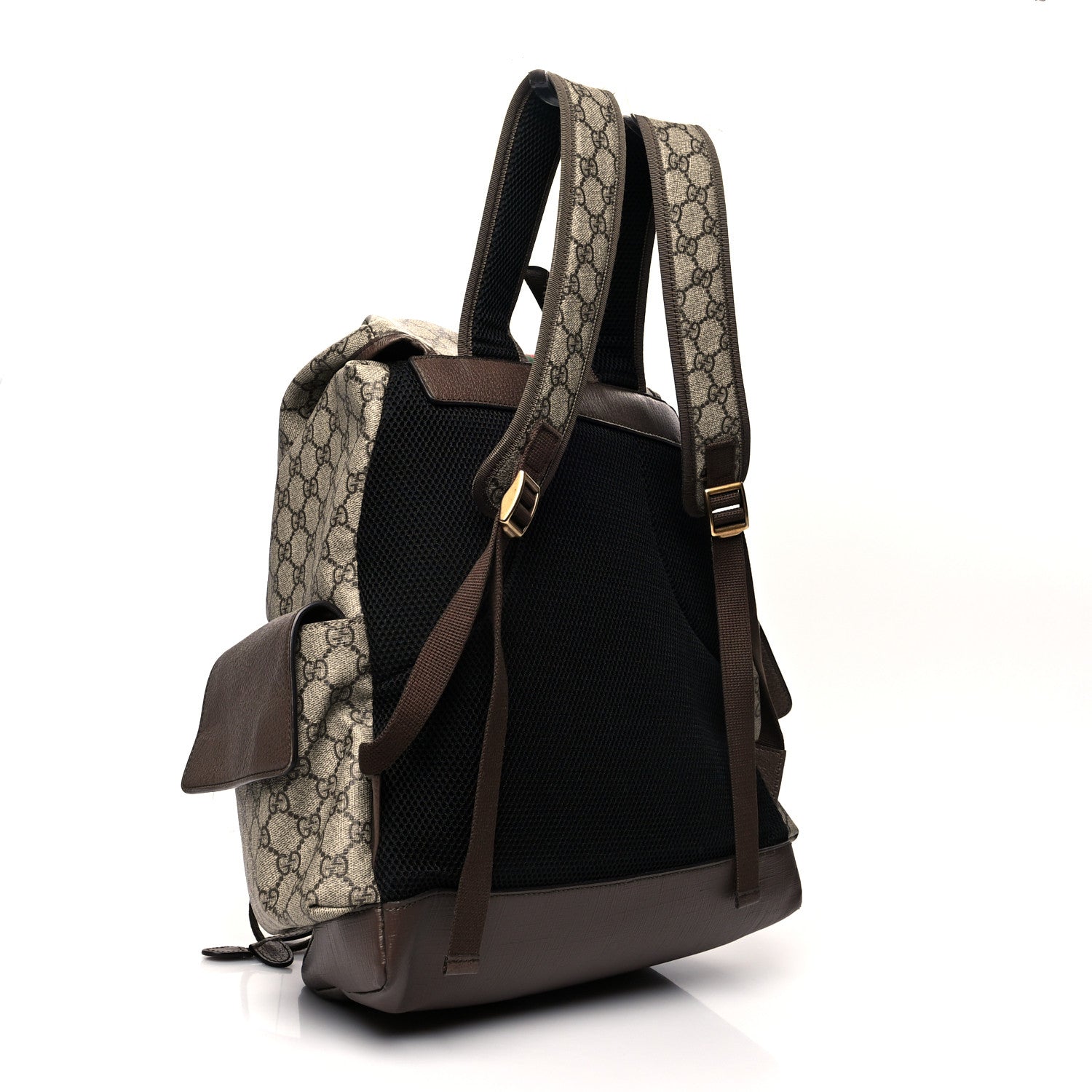 Gucci GG Supreme Monogram Medium Ophidia Double Buckle Backpack Brown 3 of 13