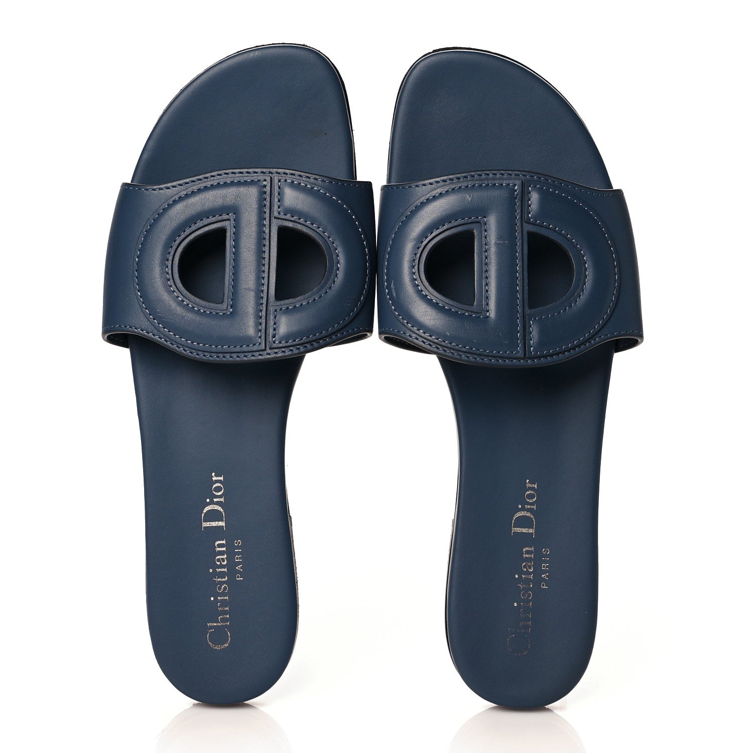 Christian Dior Calfskin D-Club Mule Sandal 37 Navy 14 of 14
