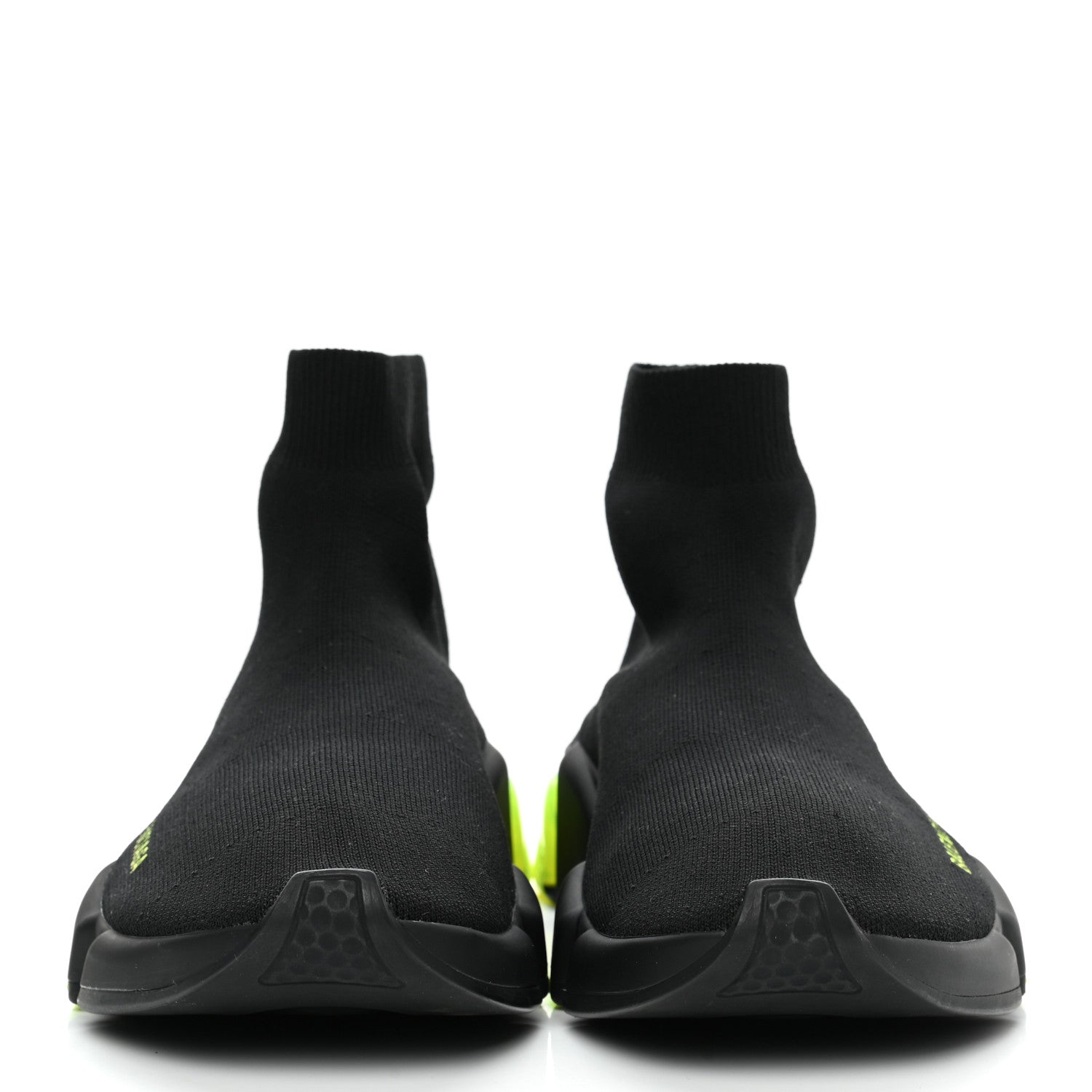 Balenciaga Neoprene Knit Mens Speed Clear Sole Sneakers 41 Black Yellow Fluo 2 of 8