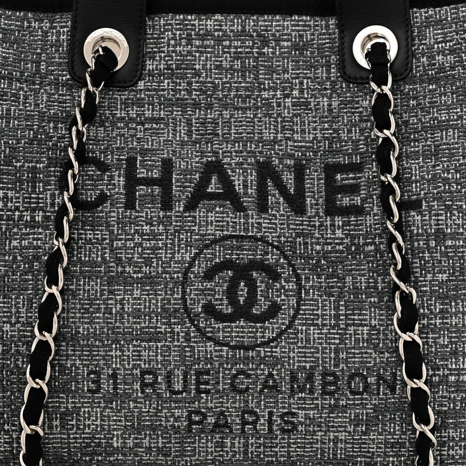 Chanel Canvas Medium Deauville Tote Charcoal 8 of 10