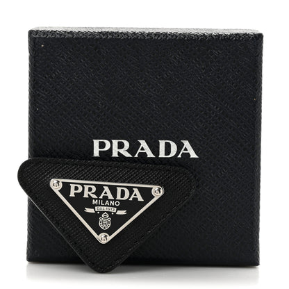 Prada Saffiano Enamel Logo Triangle Pin Black 4 of 4