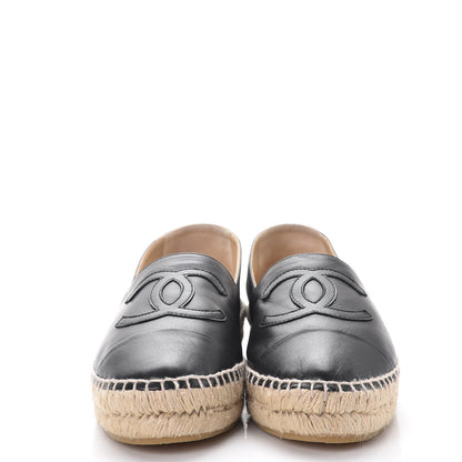 Chanel Lambskin CC Espadrilles 39 Black 2 of 10