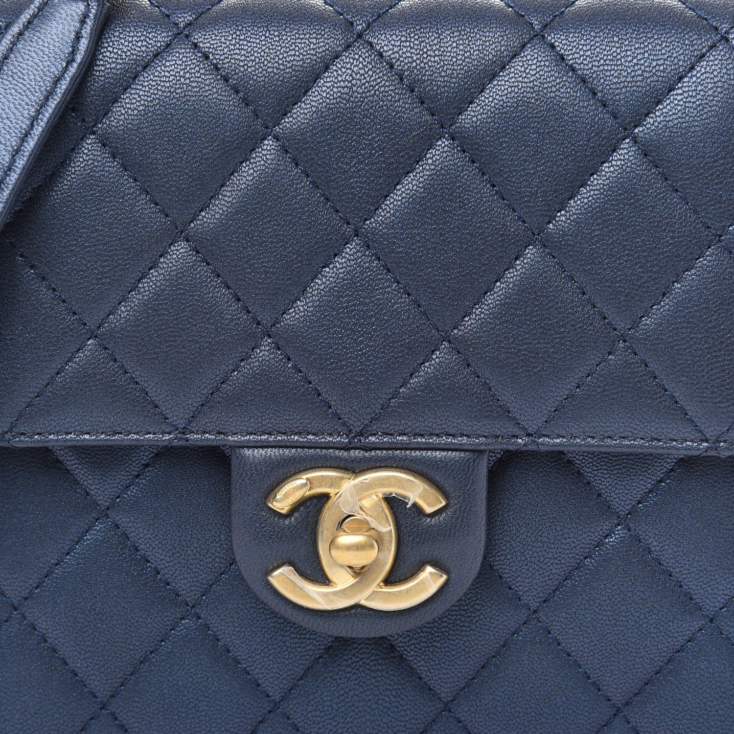 Chanel Iridescent Lambskin Quilted Chic Pearls Flap Navy Blue 8 of 11