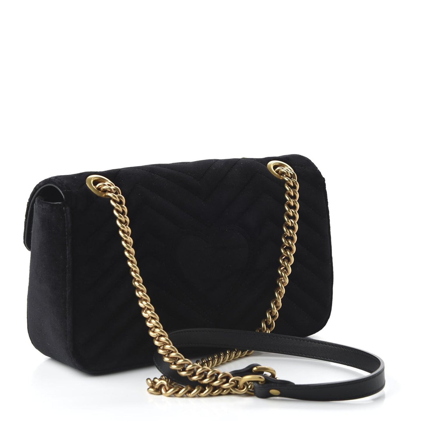 Velvet Matelasse Marquise Crystals Embroidered Small GG Marmont Shoulder Bag Black