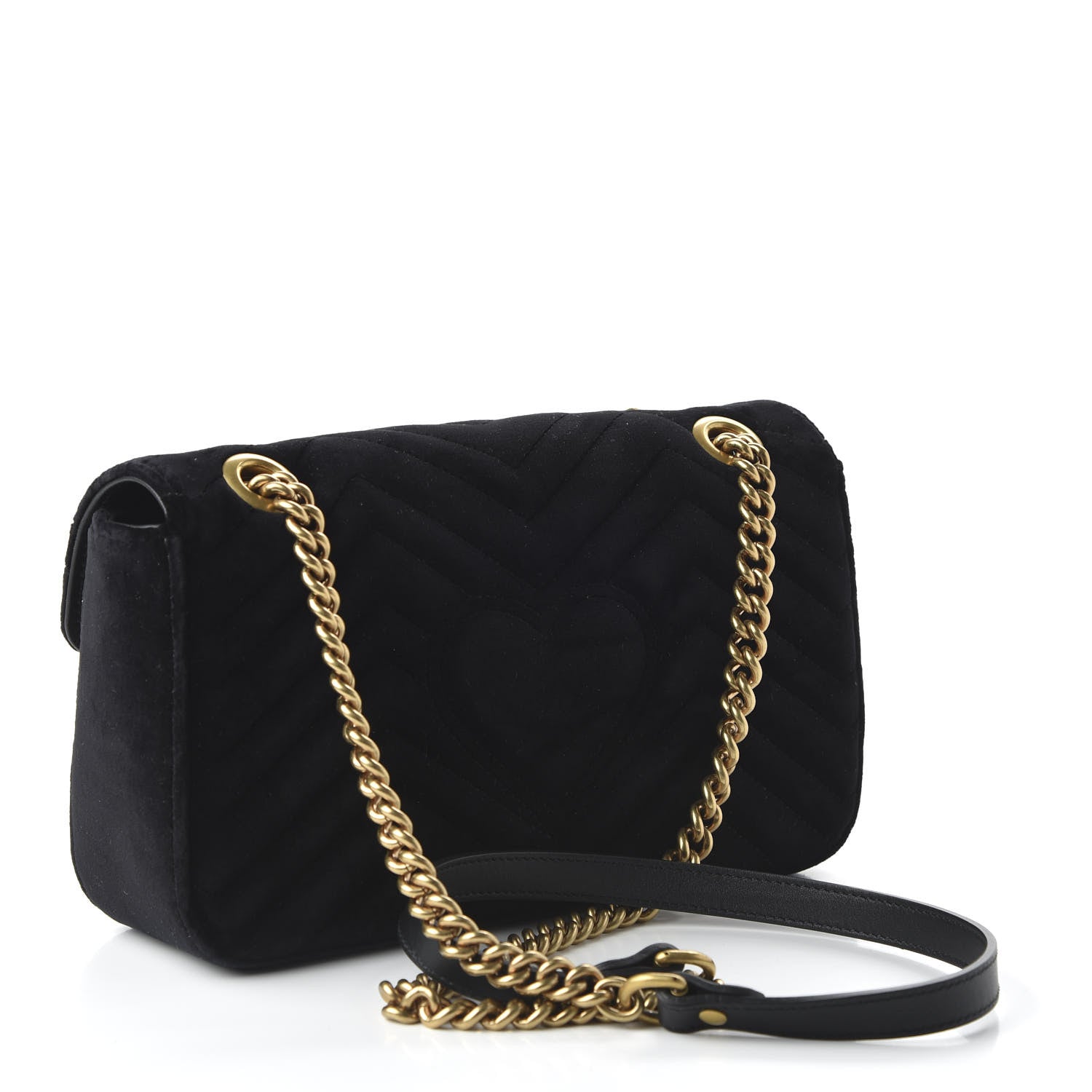 Gucci Velvet Matelasse Marquise Crystals Embroidered Small GG Marmont Shoulder Bag Black 3 of 10