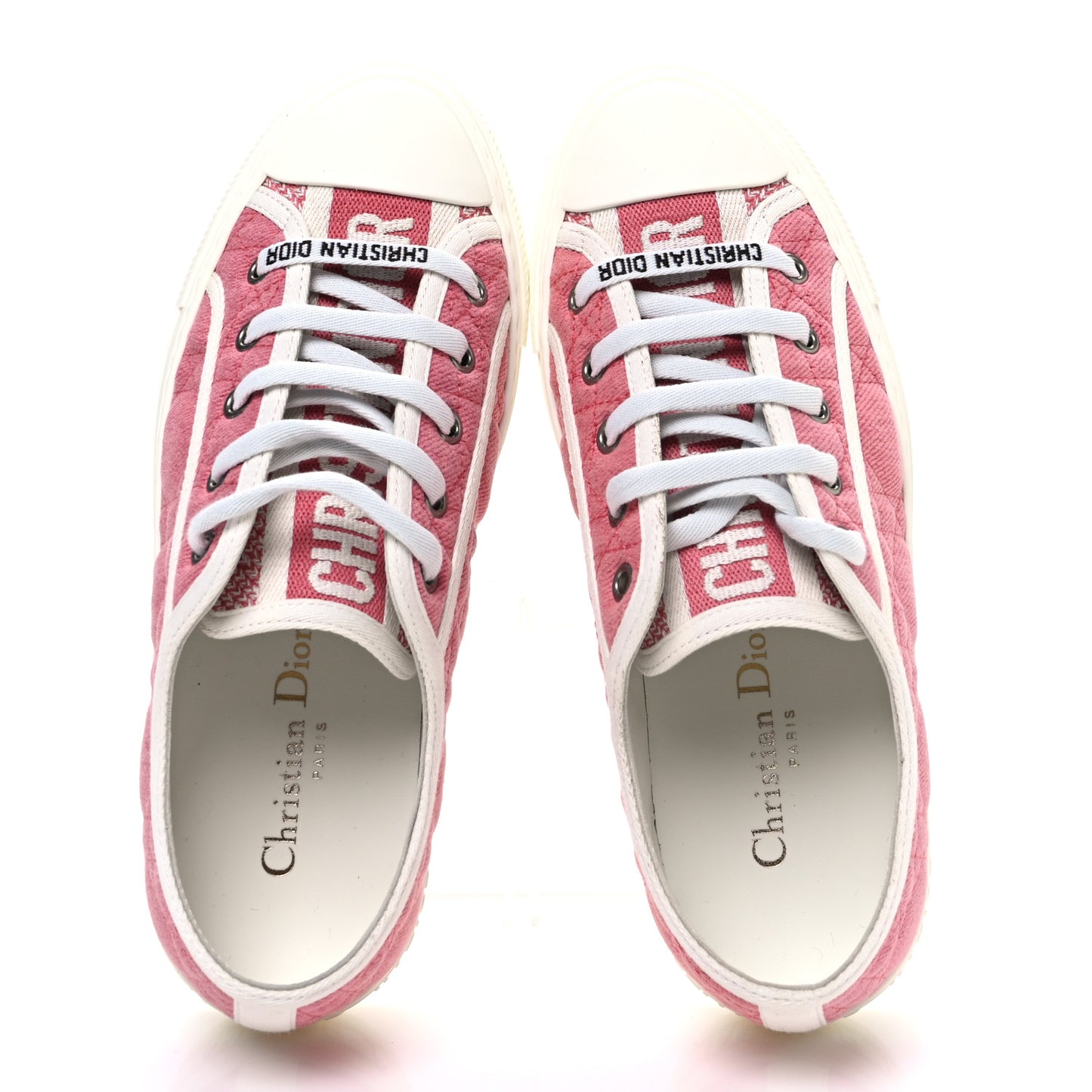 Canvas Cannage Walk 'N' Dior Low Top Sneakers 36.5 Taffy Pink