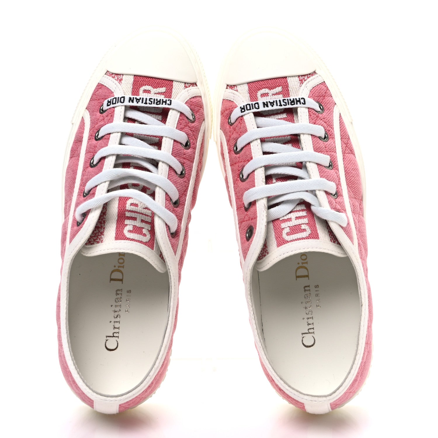 Christian Dior Canvas Cannage Walk 'N' Dior Low Top Sneakers 36.5 Taffy Pink 2 of 11