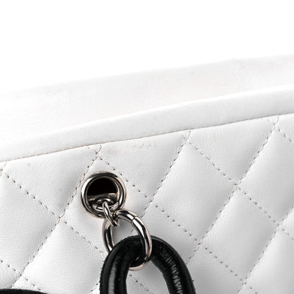 Chanel Calfskin Quilted Large Cambon Bowler White Black 16 of 18