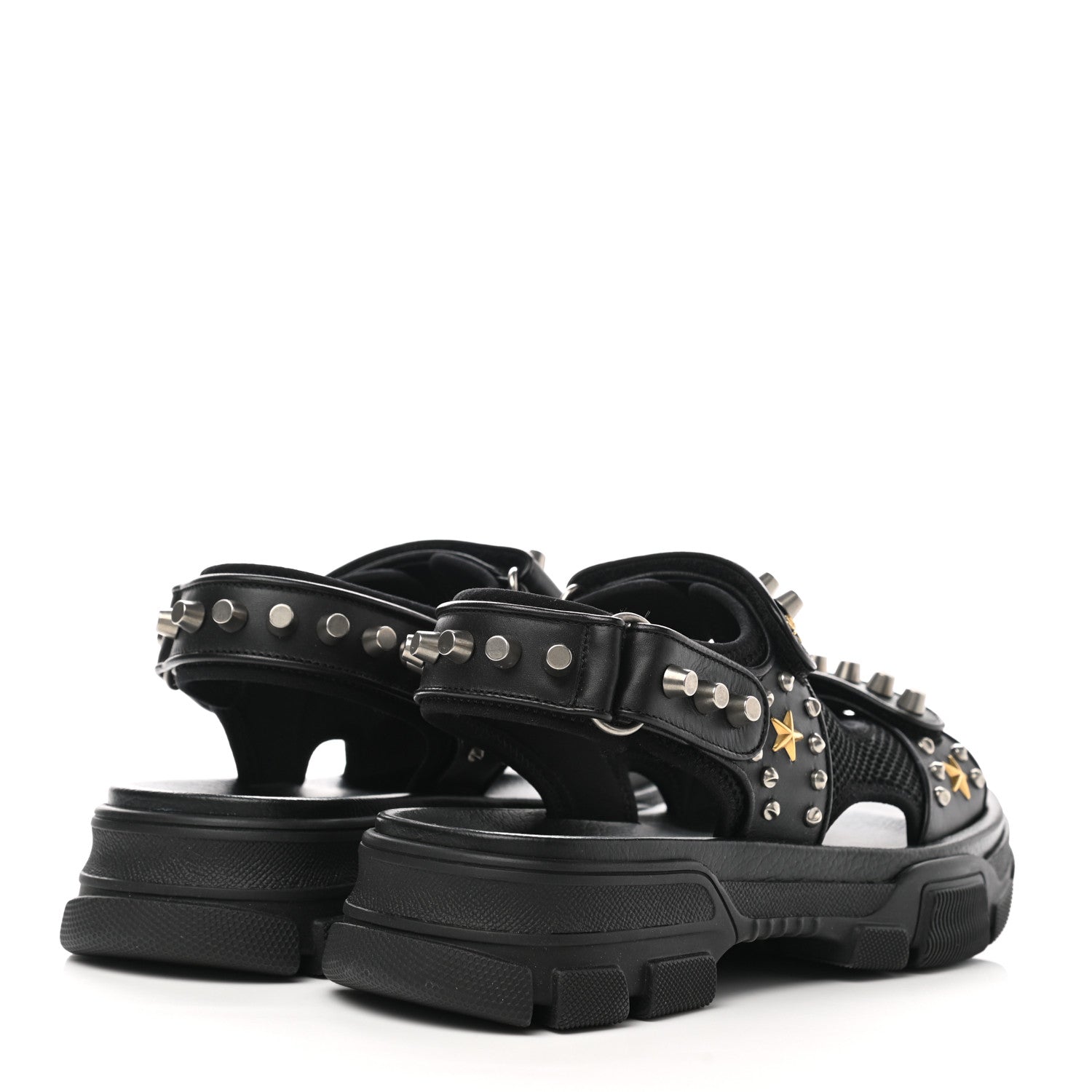 Gucci Nappa Mesh Studded Mens Aguru Sandals 8 Black 4 of 8