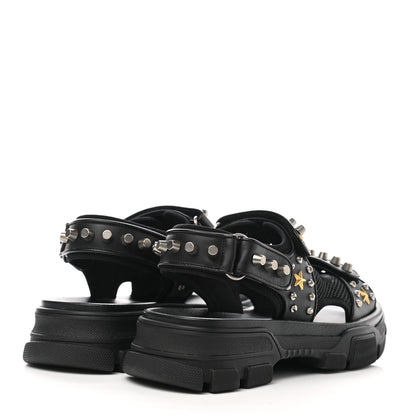 Gucci Nappa Mesh Studded Mens Aguru Sandals 8 Black 4 of 8