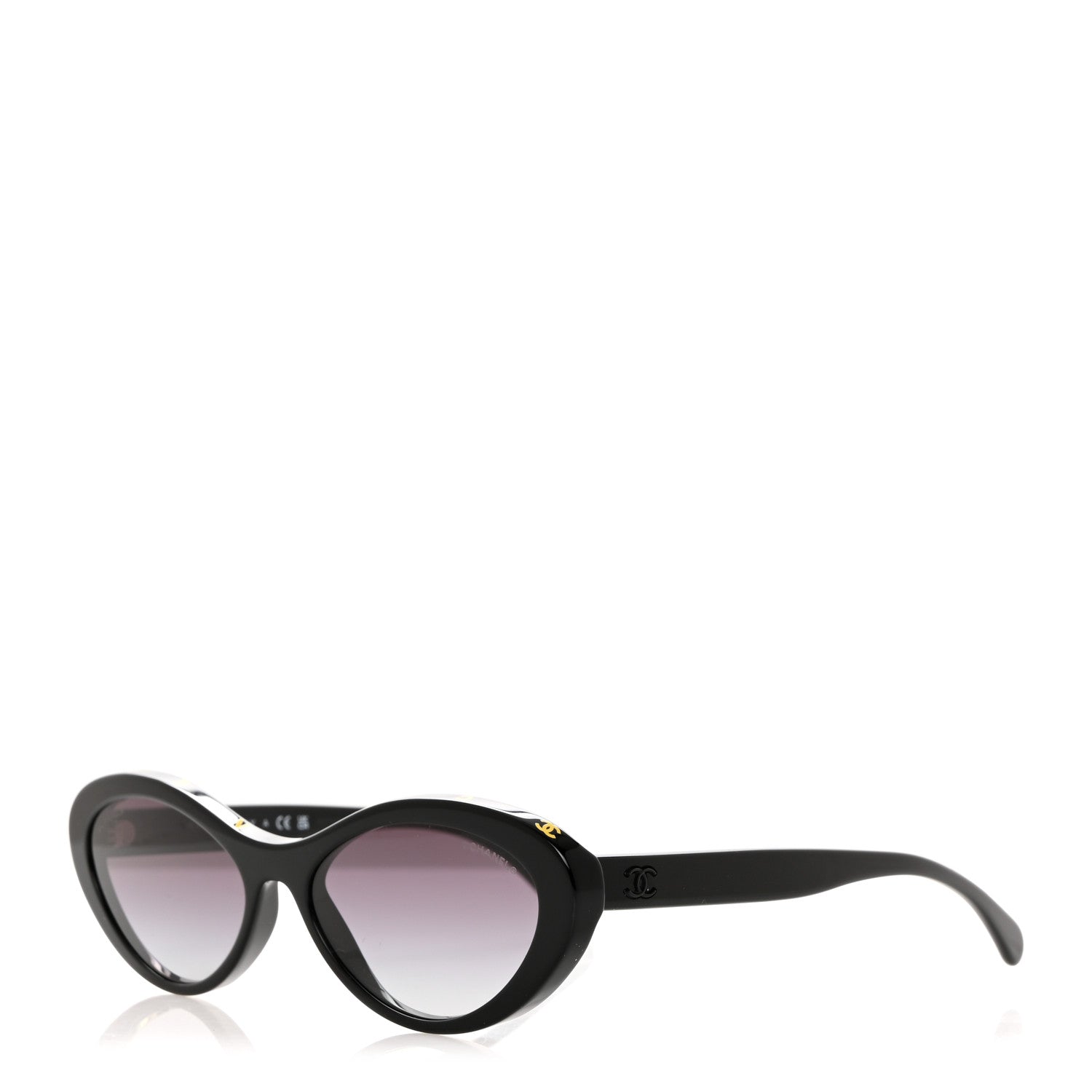 Chanel Acetate Oval Sunglasses 5416 Black Yellow 1 of 8