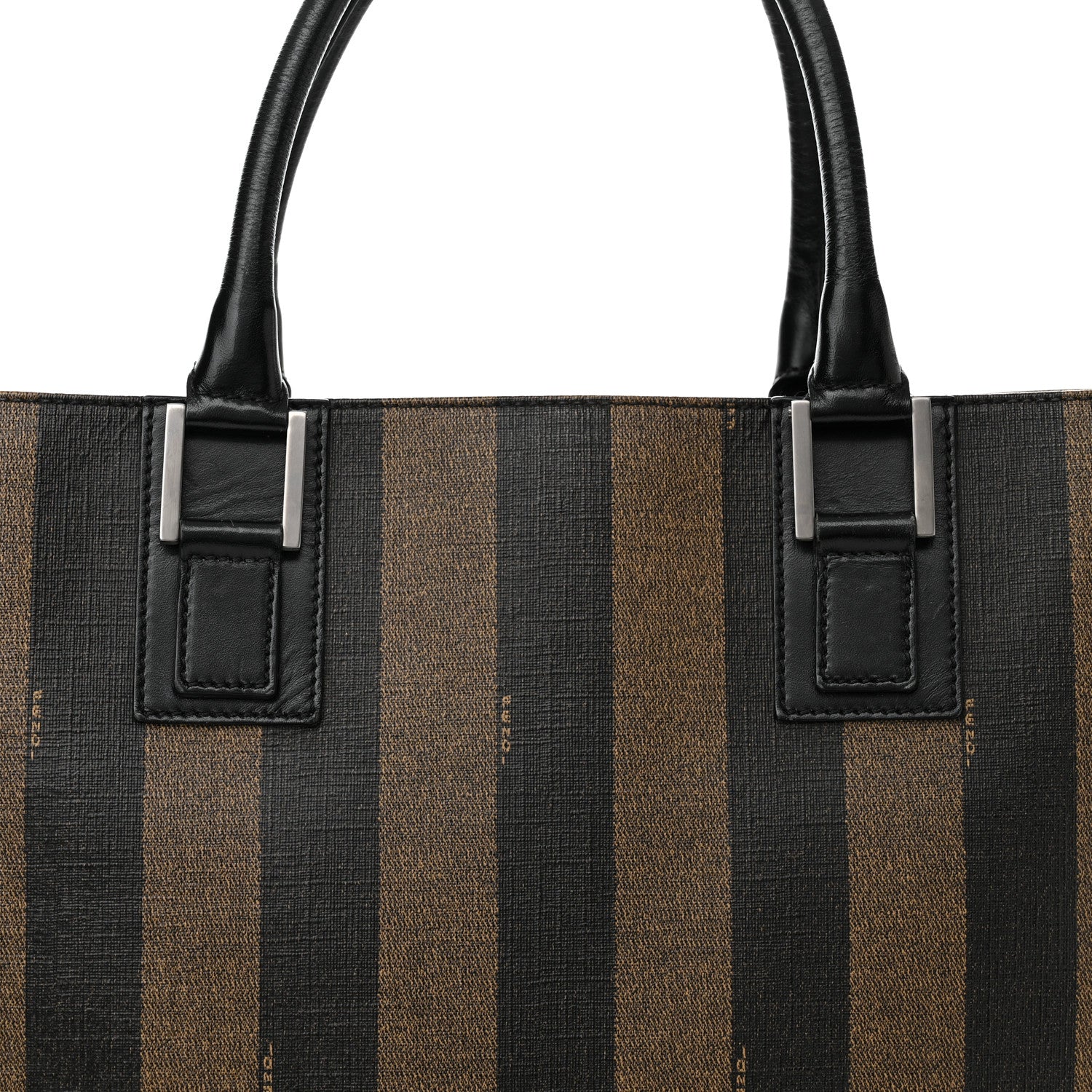 Fendi Calfskin Coated Canvas Pequin Tote Tobacco 8 of 13