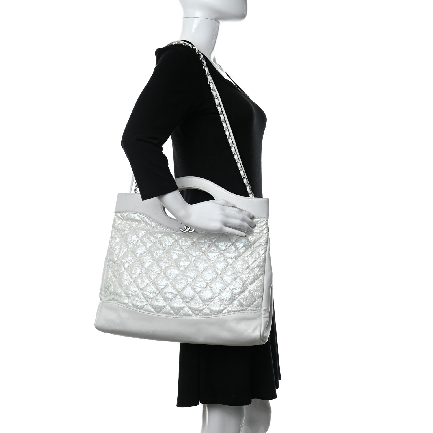Chanel Crumpled Calfskin Quilted Large 31 Shopping Bag White 3 of 12