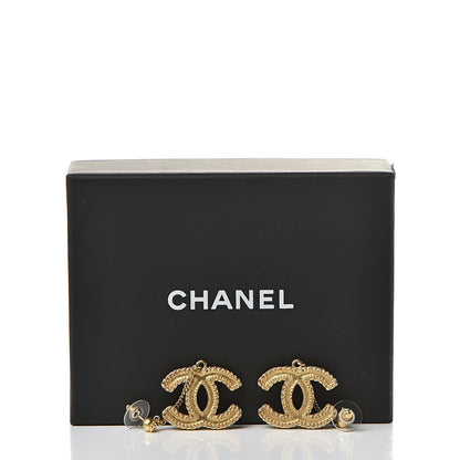 Chanel CC Drop Earrings Matte Gold 5 of 5