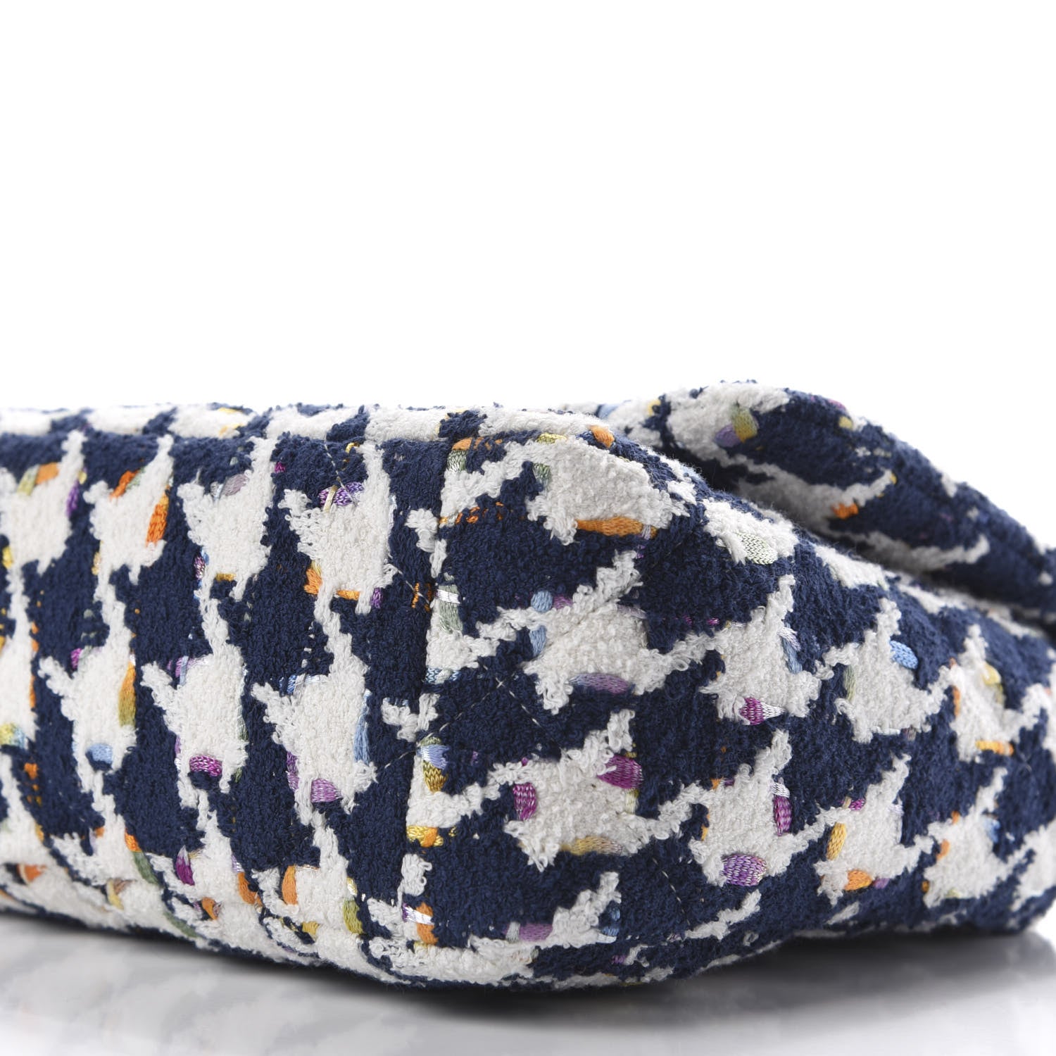 Chanel Tweed Quilted Medium 19 Flap Ecru Navy Blue Multicolor 7 of 9