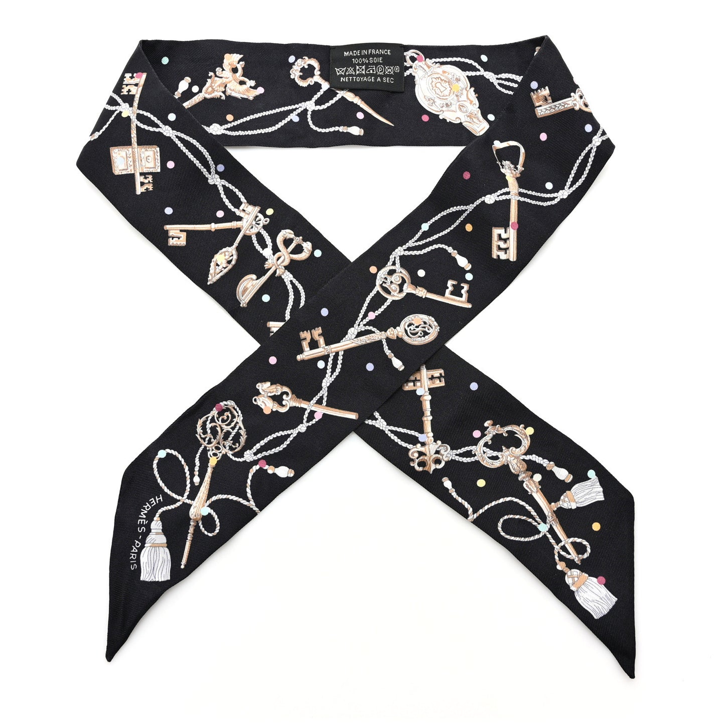 Silk Les Cles A Pois Twilly Black Beige Rose Multicolor