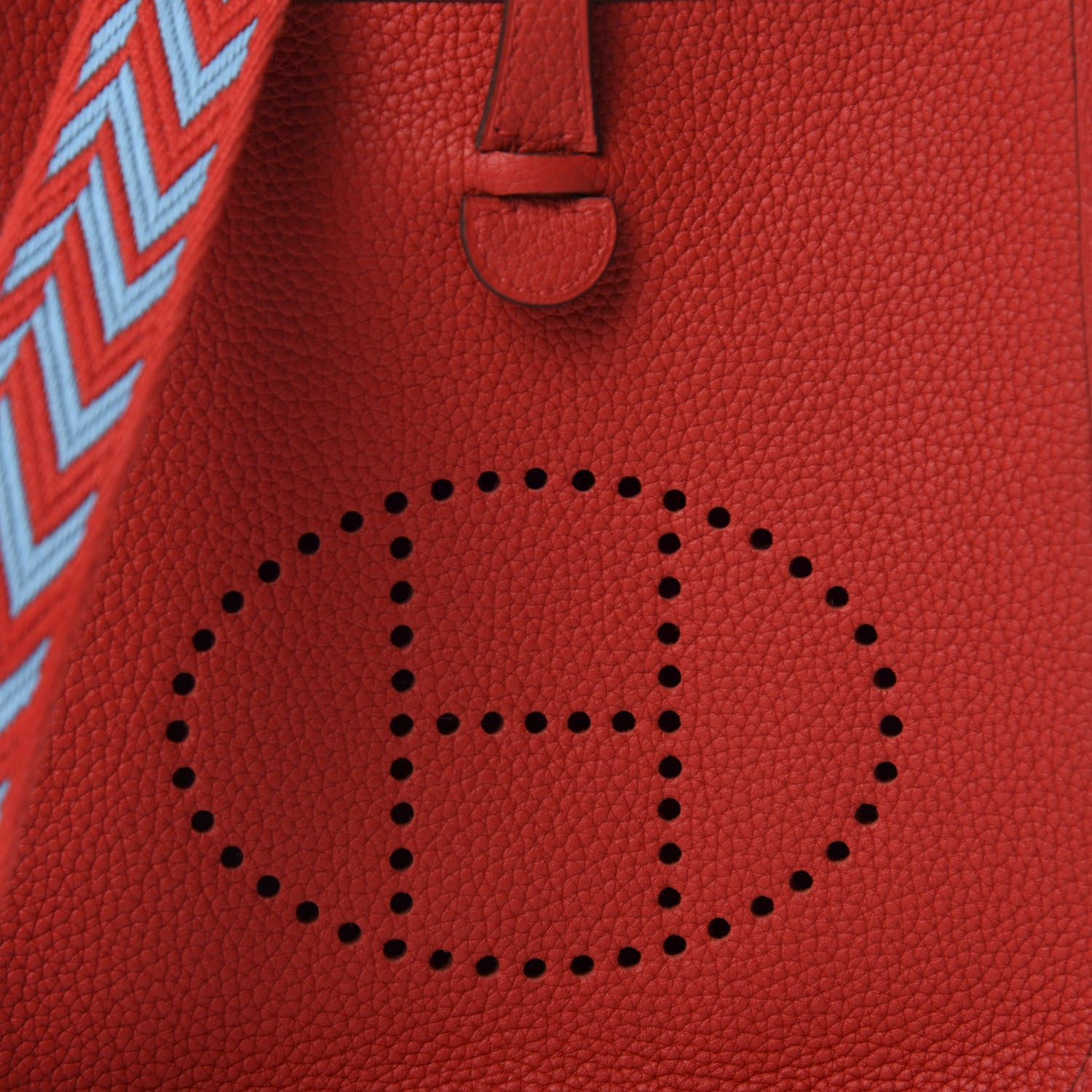 Hermes Taurillon Clemence Evelyne TPM Rouge De Coeur Bleu Du Nord 10 of 11