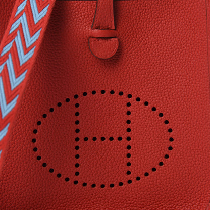 Hermes Taurillon Clemence Evelyne TPM Rouge De Coeur Bleu Du Nord 10 of 11