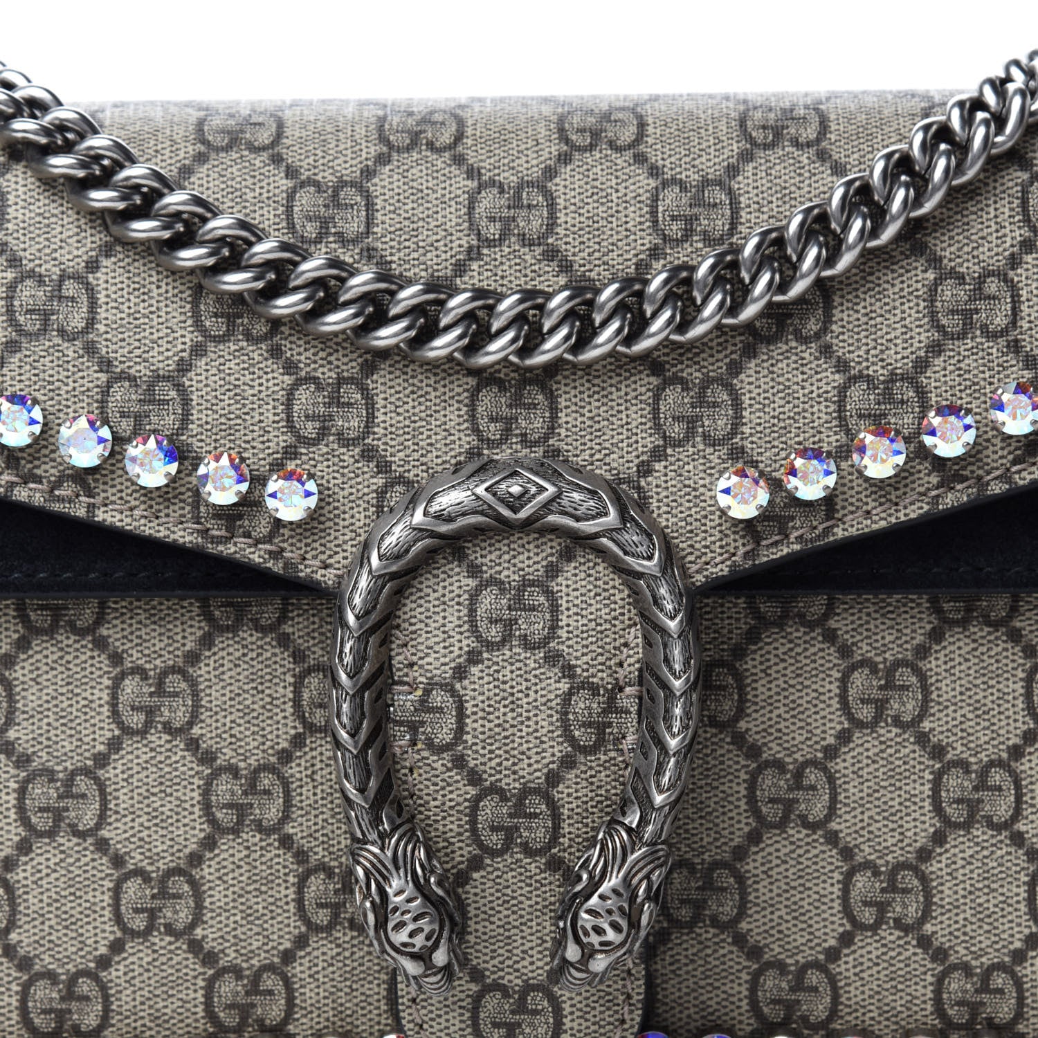 Gucci GG Supreme Monogram Crystal Small Dionysus Shoulder Bag Black 10 of 11