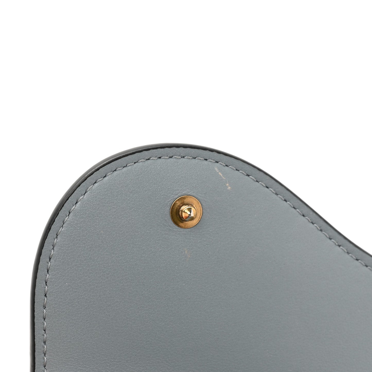 Grained Calfskin Saddle Chain Wallet Pouch Grey Stone