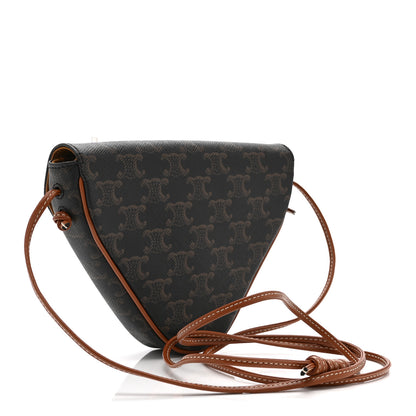 Celine Triomphe Canvas Triangle Crossbody Bag Tan 3 of 10