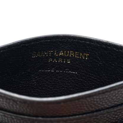 Saint Laurent Grain De Poudre Matelasse Chevron Monogram Credit Card Case Black 6 of 6