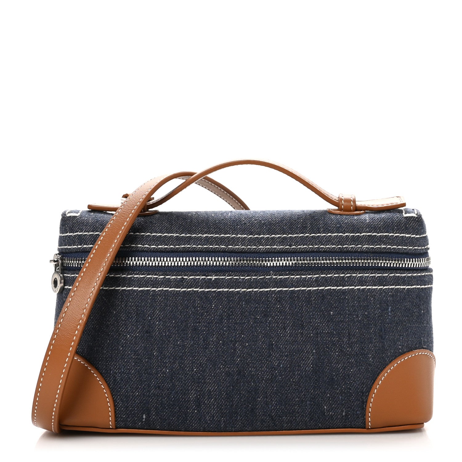 Loro Piana Denim L19 Extra Pocket Pouch Blue Warm Tan 1 of 9