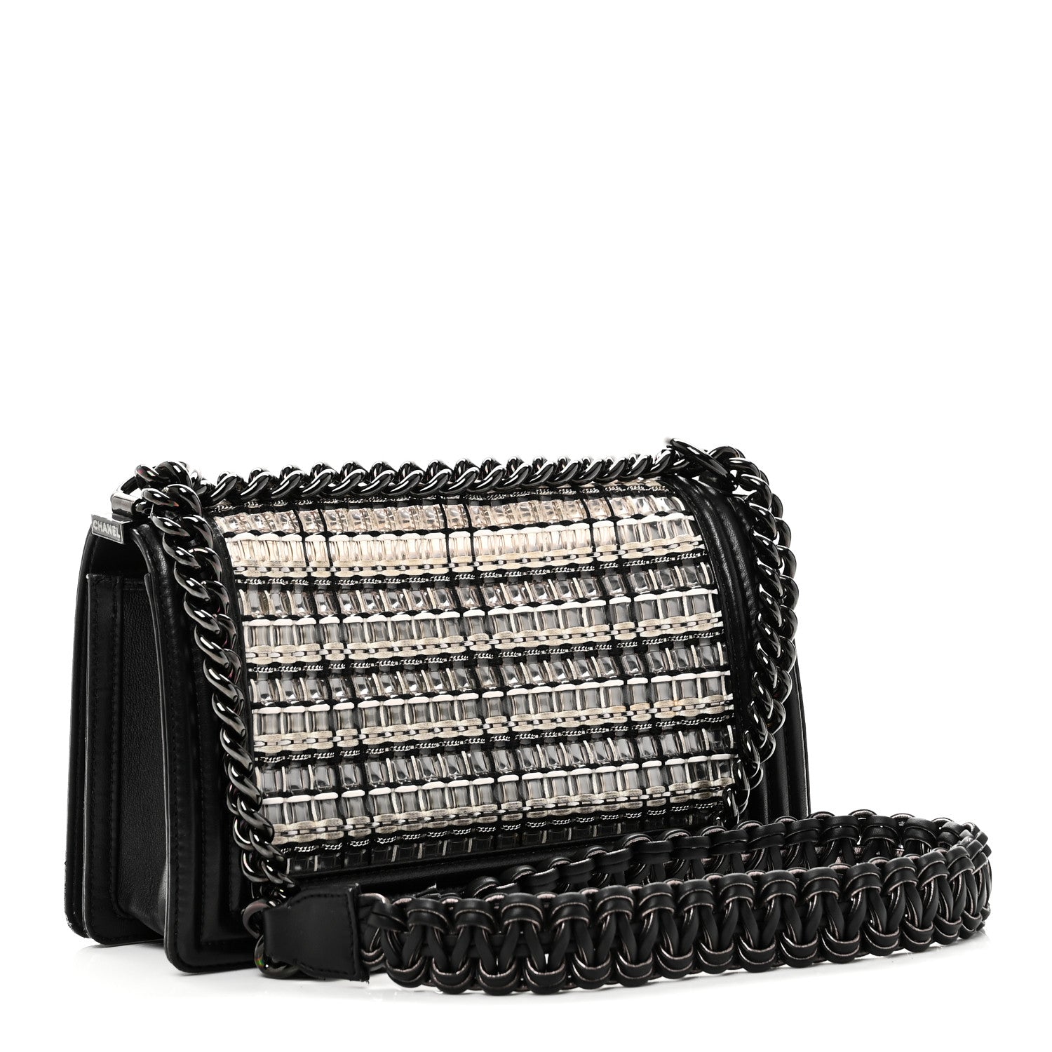 Chanel PVC Thread Woven Medium Boy Flap Black 3 of 13