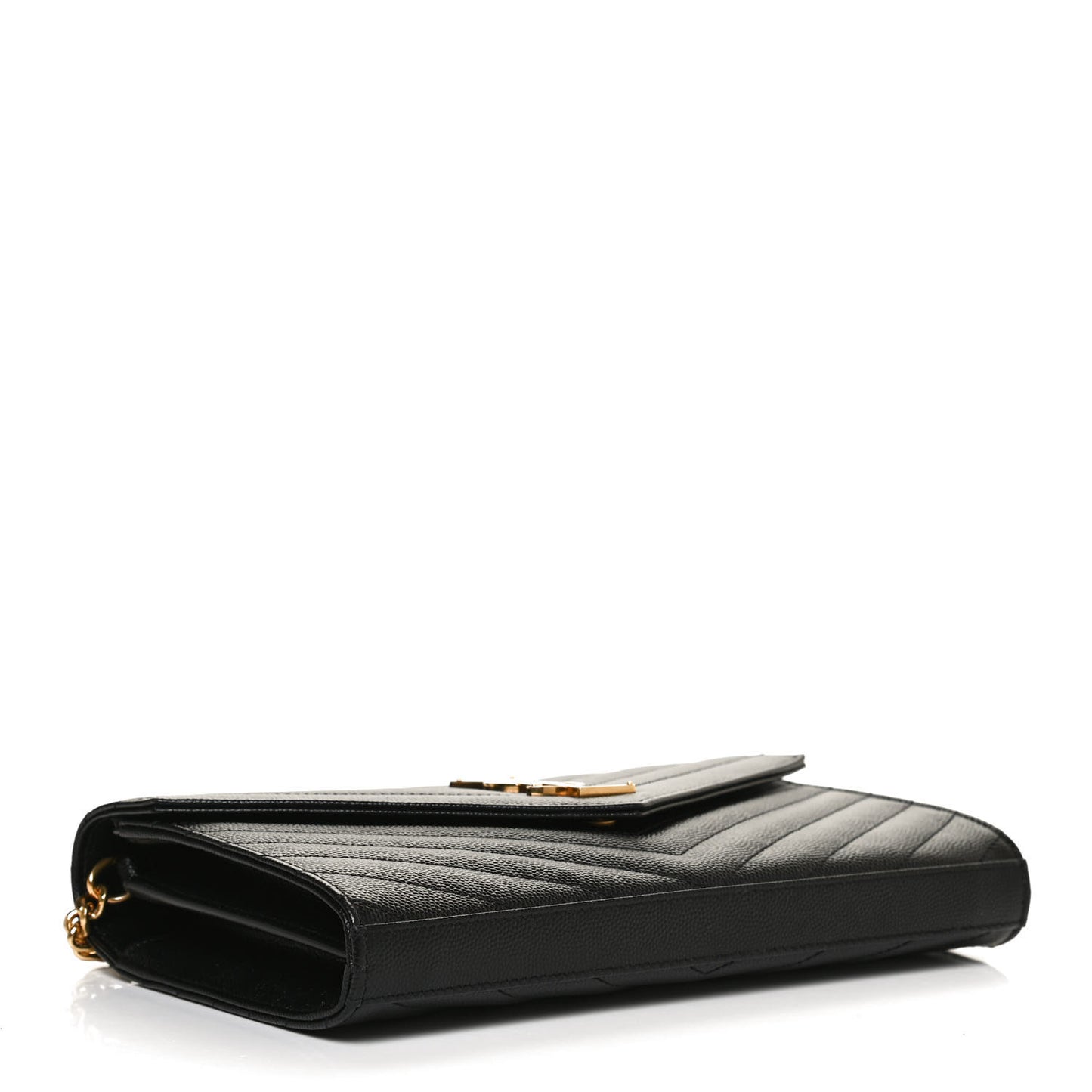 Grain De Poudre Matelasse Chevron Monogram Chain Wallet Black