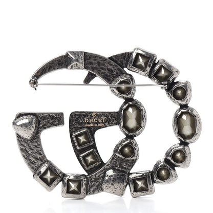 Gucci Metal Crystal Double G Brooch Silver 3 of 4