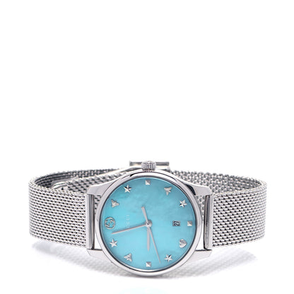Gucci Stainless Steel Turquoise Mother of Pearl 29mm G-Timeless Charm Quartz Watch 2 of 6