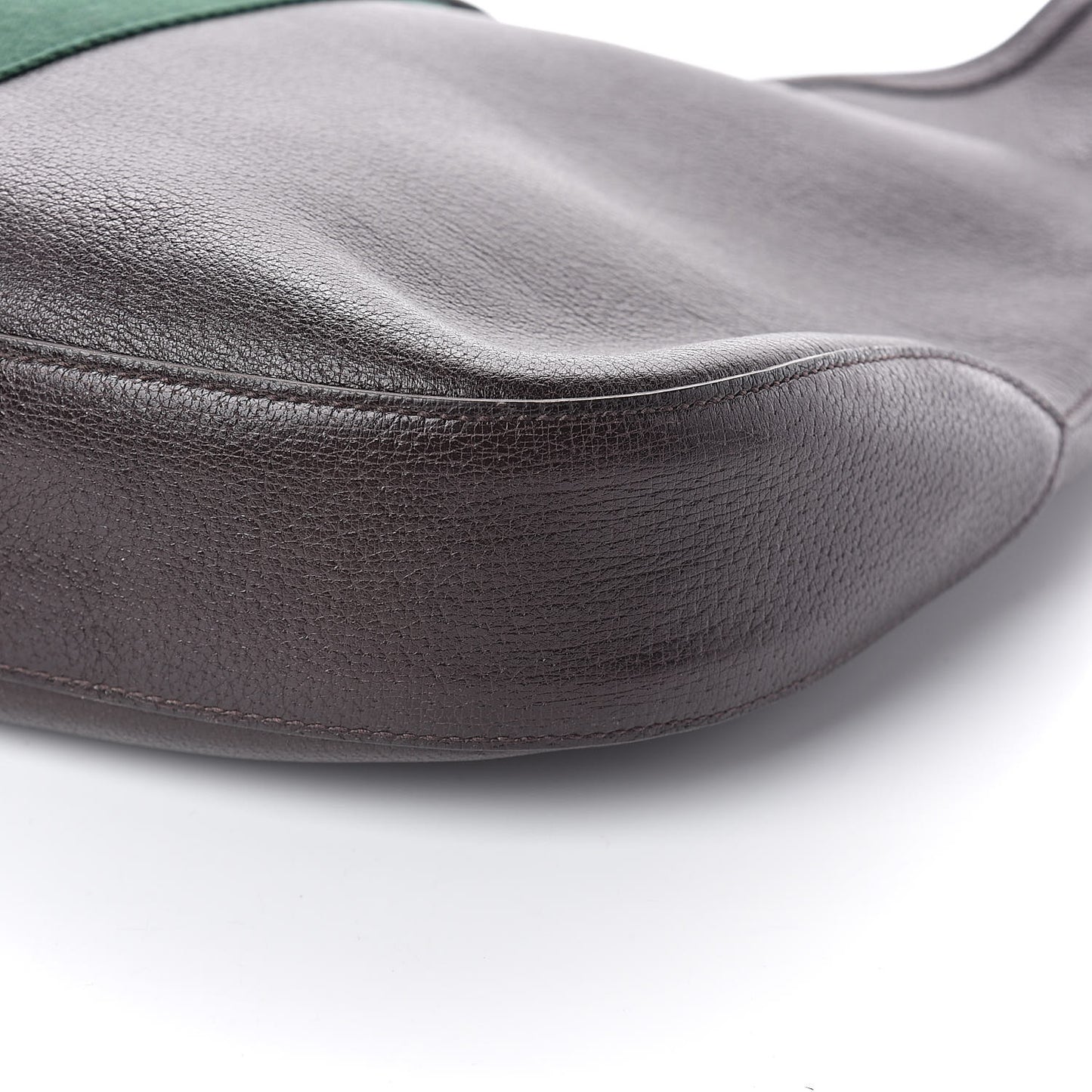 Soft Grained Calfskin Web Large Jackie Hobo Dark Brown