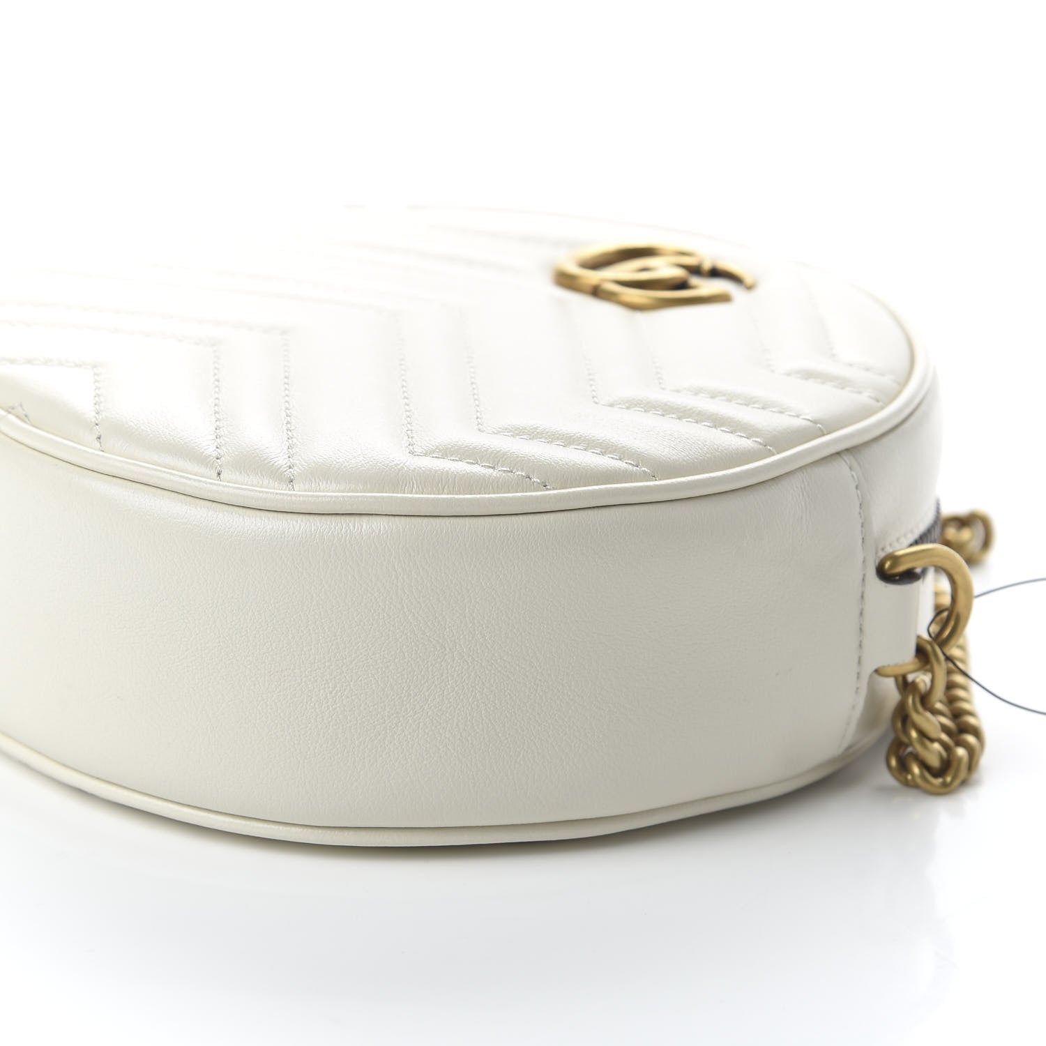 Gucci Calfskin Matelasse Mini GG Marmont Round Shoulder Bag White 7 of 10