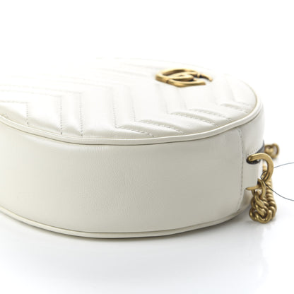 Gucci Calfskin Matelasse Mini GG Marmont Round Shoulder Bag White 7 of 10