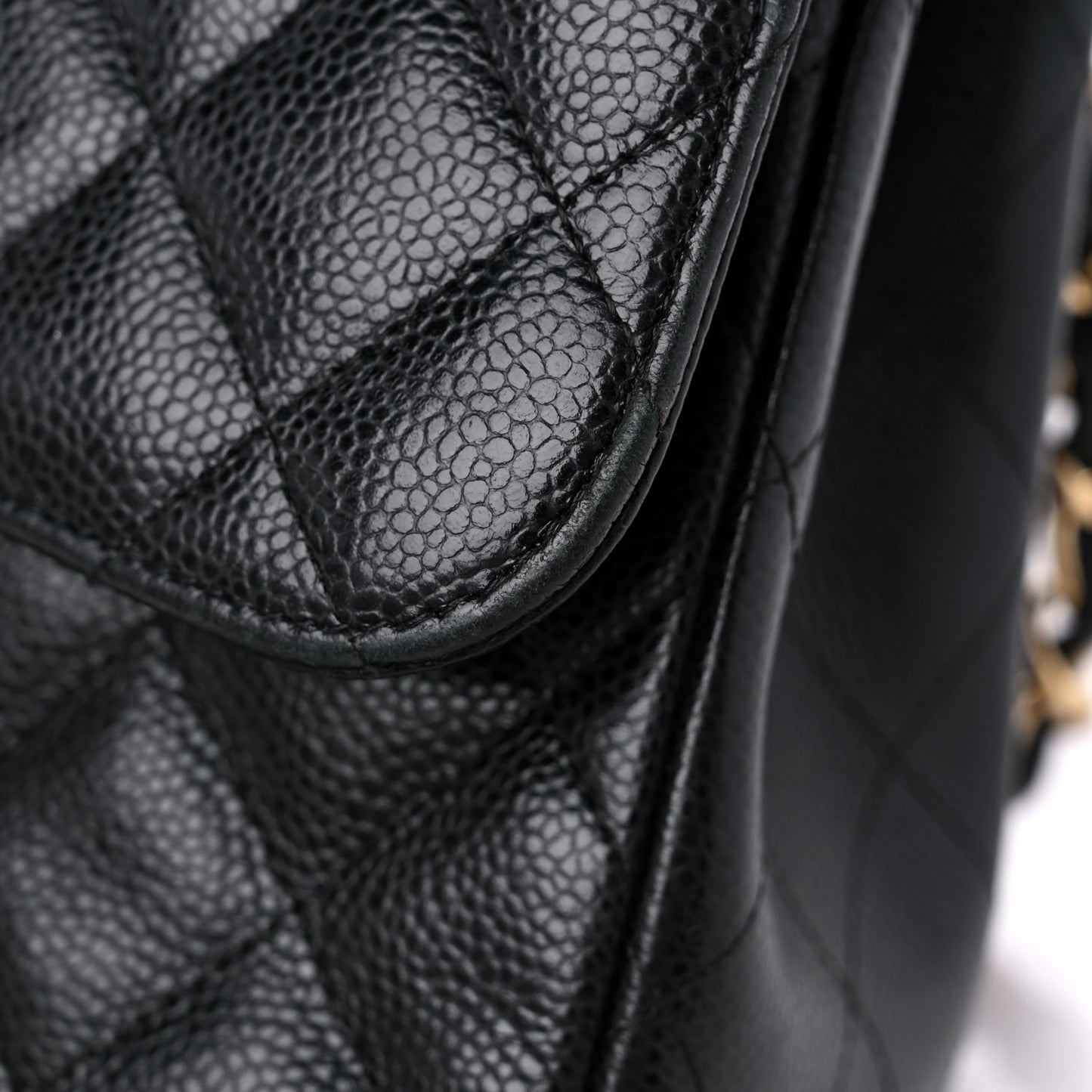 Caviar Quilted Jumbo Double Flap Black