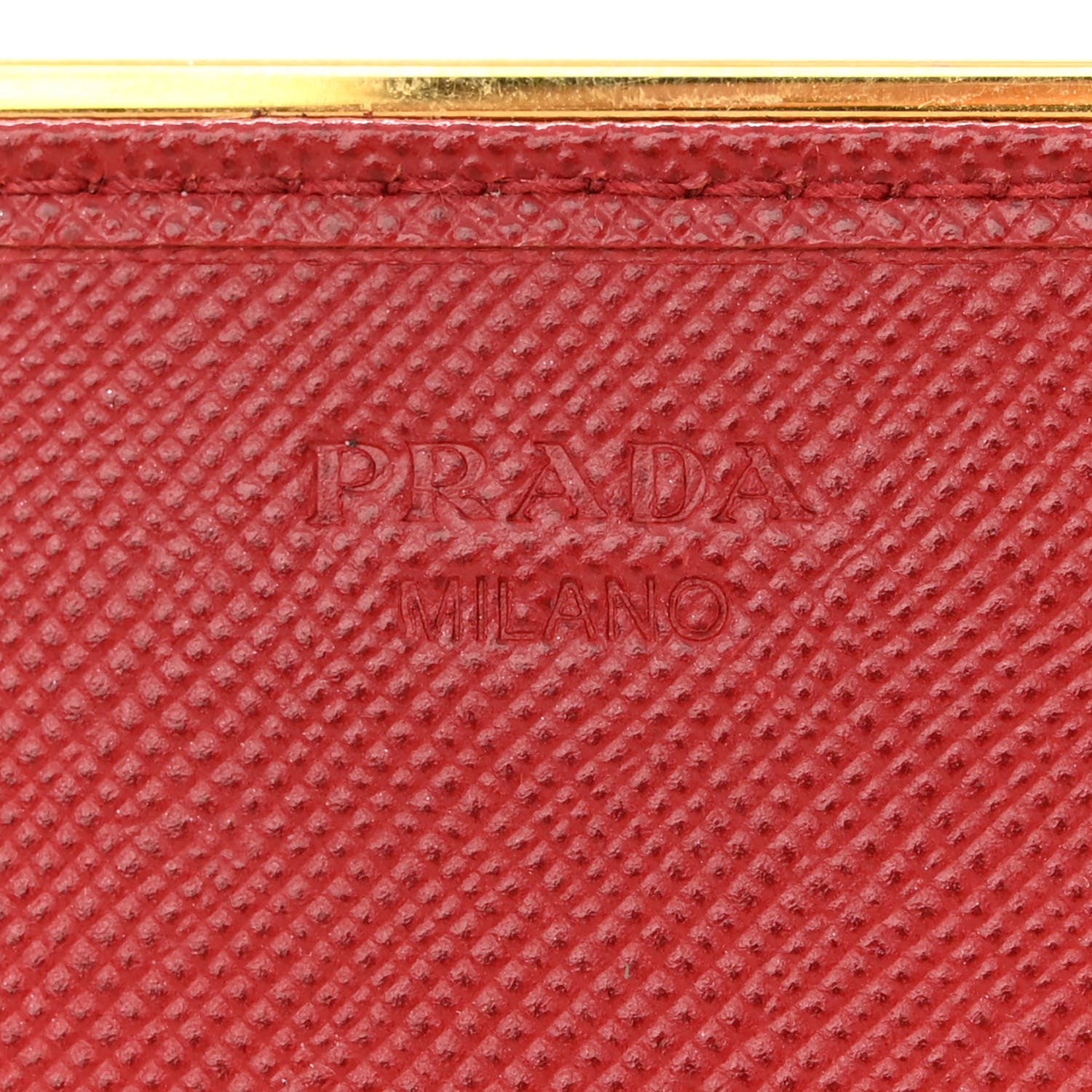 Prada Saffiano Metal Bar Chain Wallet Fuoco 6 of 14