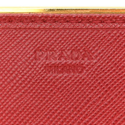Prada Saffiano Metal Bar Chain Wallet Fuoco 6 of 14