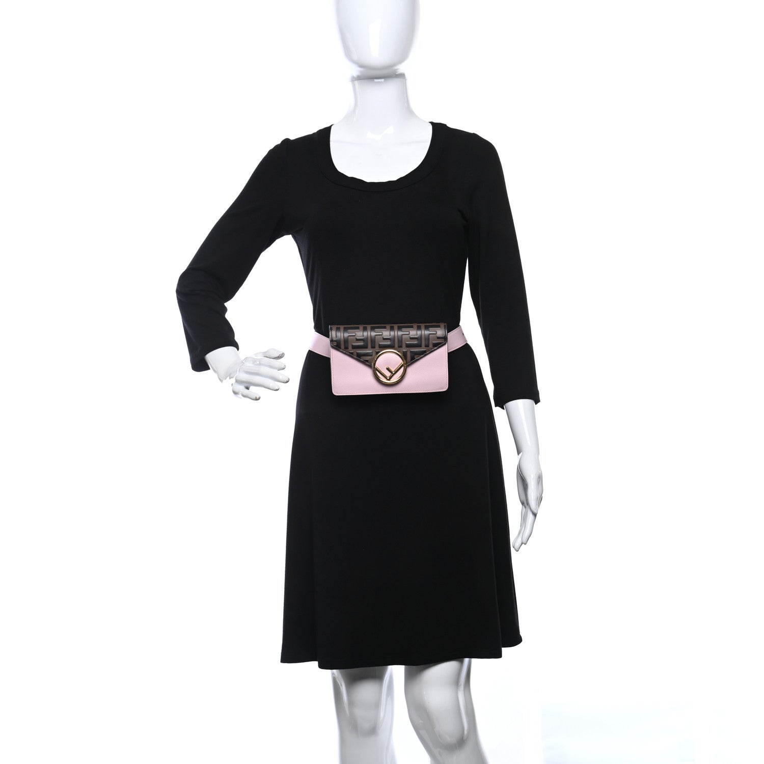 Fendi Vitello Cruise F is Fendi Bi-Color FF 1974 Embossed Envelope Belt Bag Maya Black Peonia 2 of 8