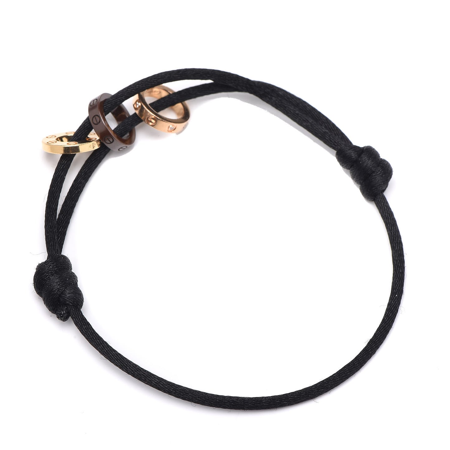 18K Pink Yellow Gold Brown Ceramic Diamond LOVE Charity Bracelet Black