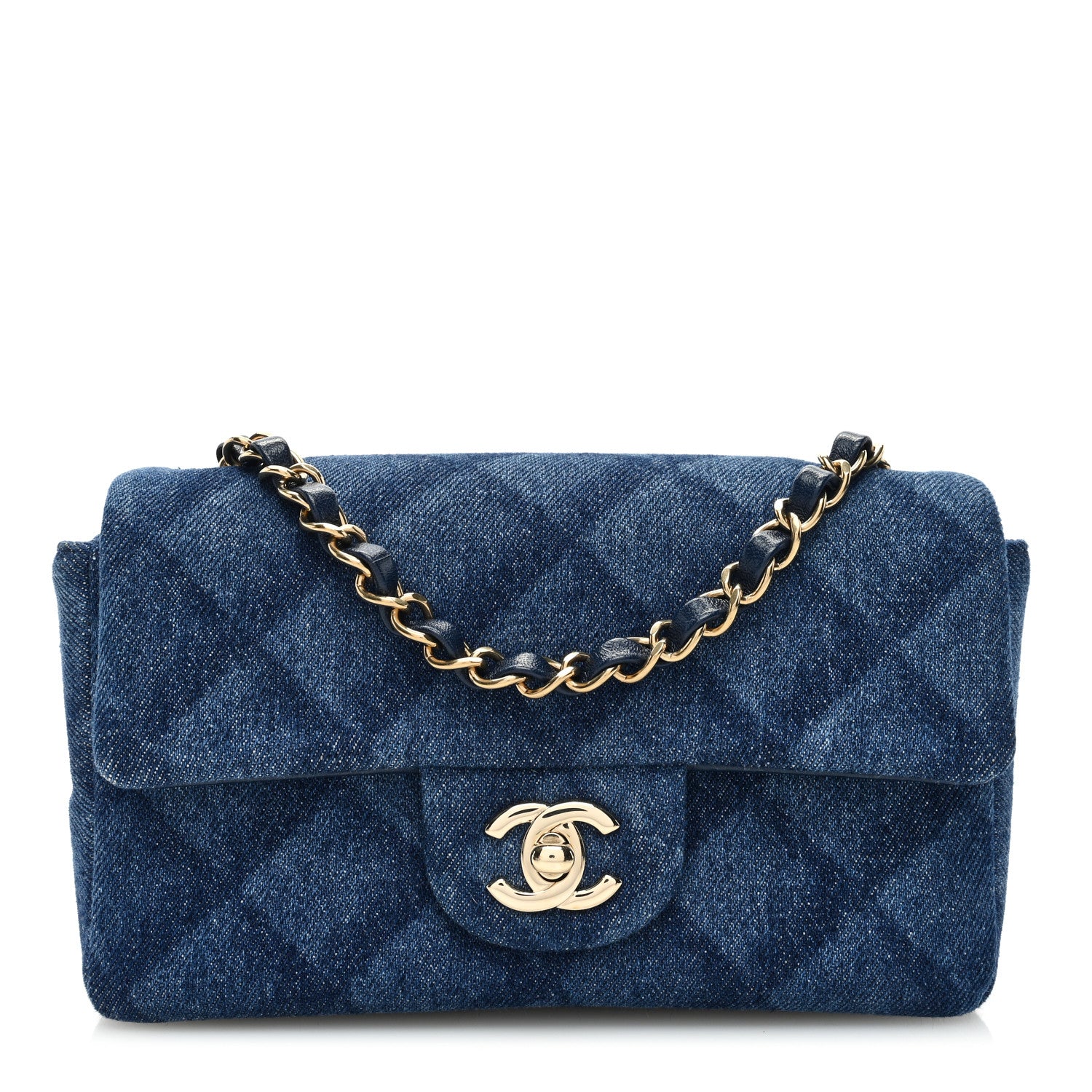 Chanel Printed Denim Quilted Mini Rectangular Flap Dark Blue 1 of 11